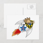 Geburtstagsjunge in einer Rakete Postkarte (Vorne/Hinten)