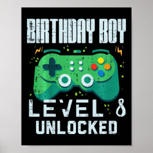 Geburtstagsjunge Kinder Level 8 freigeschaltet Gam Poster