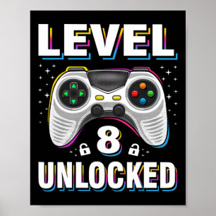 Geburtstagsjunge Level 8 freigeschaltet Videospiel Poster