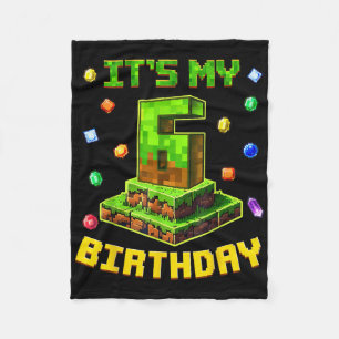 Geburtstagsjunge Mein 6. Geburtstag Pixel-Party 6  Fleecedecke