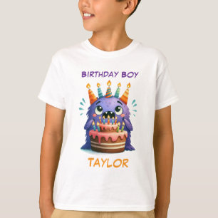 Geburtstagsjunge Monster mit individuellem Namen f T-Shirt