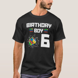 Geburtstagsjunge Rubixk Würfel Thema 6 Jahre alte T-Shirt