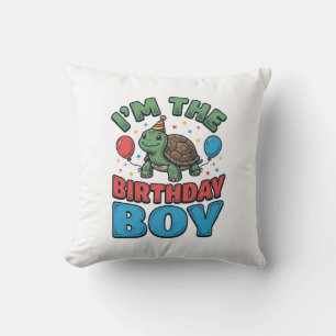 Geburtstagsjunge-Schildkröte Vintage-Party-Shirt-D Kissen