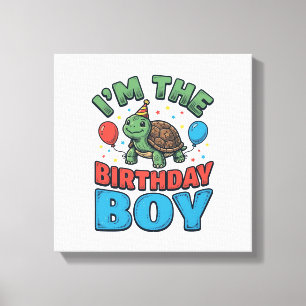 Geburtstagsjunge-Schildkröte Vintage-Party-Shirt-D Leinwanddruck
