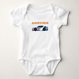Geburtstagsjungen Lil Bro Rennwagen Crew Baby Strampler