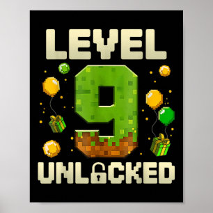 Geburtstagsjungen-Shirt Level 9 Freigeschaltet 9. Poster