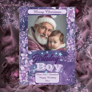 Geburtstagsjungen Weihnachten Lila Floral Aquarell