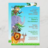 GeburtstagsJungle Tiere Pauschaleinladung Einladung (Vorne/Hinten)