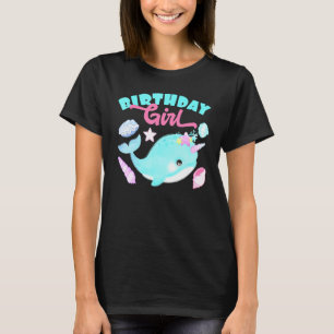 Geburtstagsk Mädchen-Torte Kerze Narwal Tiere Fisc T-Shirt