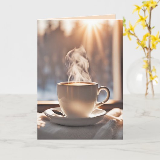 Geburtstagskaffee im Winter Karte (Gelbe Blume)