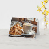 Geburtstagskaffee mit Croissants Karte (Gelbe Blume)