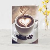 Geburtstagskaffee mit Herz und Stamm Karte (Gelbe Blume)