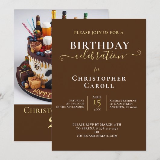 GEBURTSTAGSKAKE, 21. FEIERUNG EINLADUNG (Vorne/Hinten)