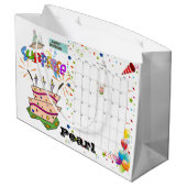 Geburtstagskalender August 2022 - Begrüßung Große Geschenktüte (Rückseite Schrägansicht)