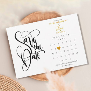 Geburtstagskalender in jedem Alter Gold Herz Save The Date