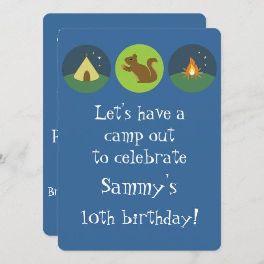Geburtstagskamp Einladung (Vorne/Hinten)