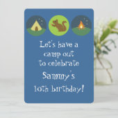Geburtstagskamp Einladung (Stehend Vorderseite)