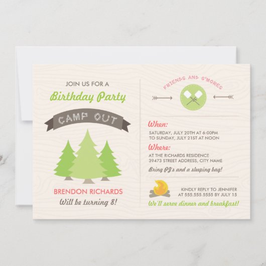 Geburtstagskamp - Einladung (Vorderseite)