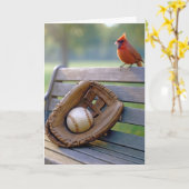 Geburtstagskardinal mit Baseballhandschuh Karte (Gelbe Blume)