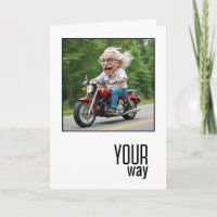 Geburtstagskarikatur alter Mann auf einem Motorrad