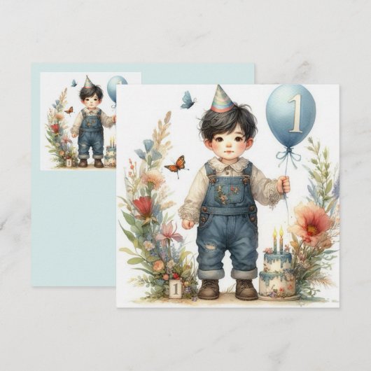 GEBURTSTAGSKARTE ~ 1 Jahr Junge ~ (Vorne/Hinten)