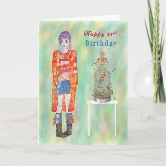 Geburtstagskarte 21. Geburtstag für Frauen Karte (Vorderseite)