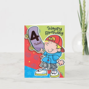 Geburtstagskarte - 4 Today Skateboard Kid Karte