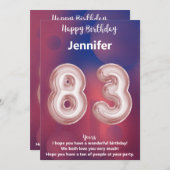 Geburtstagskarte 83-jähriges Glück - elegant (Vorne/Hinten)