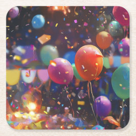 Geburtstagskarte, Ballondesign, Festspielstation Rechteckiger Pappuntersetzer