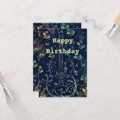 Geburtstagskarte Blume Gitarre Musikalisch Karte (Vorderseite/Rückseite Beispiel)