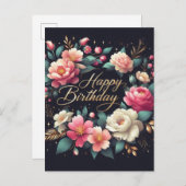 Geburtstagskarte - Blumendesign Postkarte (Vorne/Hinten)