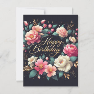Geburtstagskarte - Blumenmuster Postkarte