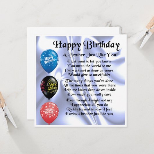 Geburtstagskarte - Bruder Karte (Vorderseite/Rückseite Beispiel)