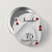 Geburtstagskarte / Button, kleine rote Herzen Button (Vorne & Hinten)