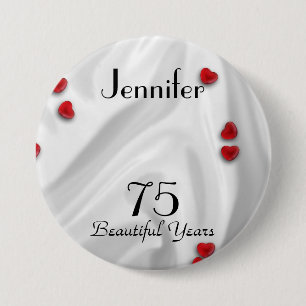 Geburtstagskarte / Button, kleine rote Herzen Button