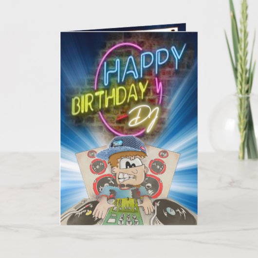 Geburtstagskarte Cartoon DJ Karte (Vorderseite)