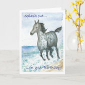 Geburtstagskarte - Connemara Pony on Beach Karte (Gelbe Blume)