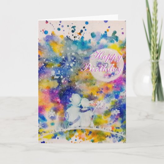 Geburtstagskarte Couple Moon Dreams - Malerei Karte (Vorderseite)