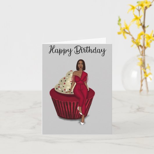 Geburtstagskarte Cupcake Karte (Gelbe Blume)