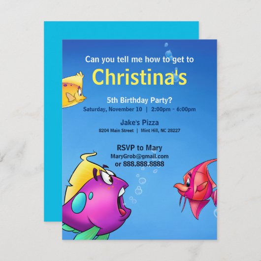 Geburtstagskarte der Blase Einladung (Vorne/Hinten)