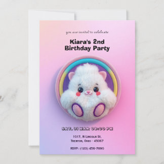 Geburtstagskarte des niedlichen weißen Spielzeugs Einladung