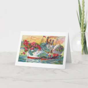 Geburtstagskarte des Vintagen Blumenschiffs Karte