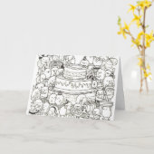 Geburtstagskarte - Doodle Birthday Cake Karte (Gelbe Blume)