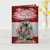 Geburtstagskarte Dragster Motor Karte (Gelbe Blume)