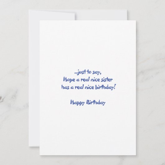 Geburtstagskarte einer Schwester (Rückseite)