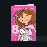 Geburtstagskarte eines benutzerdefinierten Mädchen Karte<br><div class="desc">Diese Karte sagt "An meine liebe kleine Schwester 8 heute. Innen: "Herzlichen Glückwunsch zum Geburtstag". Oder passen Sie Ihre eigenen Worte an. Spielkarte,  die ausschließlich von Sarah Trett www.sarahtrett.com.au com.au entworfen wurde</div>