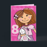 Geburtstagskarte eines benutzerdefinierten Mädchen Karte<br><div class="desc">Diese Karte sagt "An meine liebe kleine Schwester 8 heute. Innen: "Herzlichen Glückwunsch zum Geburtstag". Oder passen Sie Ihre eigenen Worte an. Spielkarte, die ausschließlich von Sarah Trett www.sarahtrett.com.au com.au entworfen wurde</div>