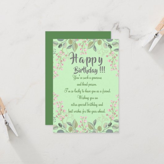 Geburtstagskarte eines Freundes Karte (Vorderseite/Rückseite Beispiel)