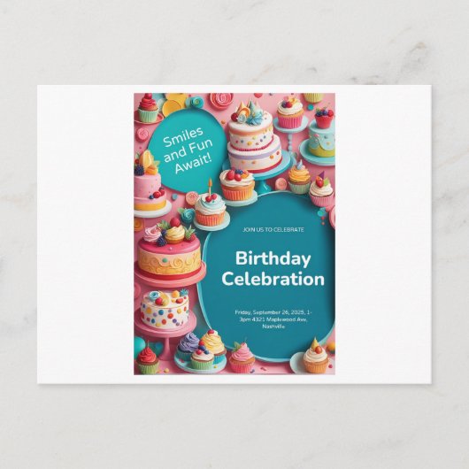 GEBURTSTAGSKARTE EINLADUNGSPOSTKARTE (Vorderseite)