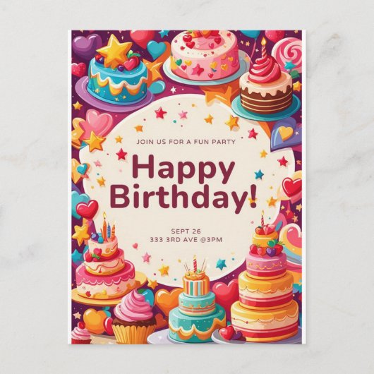 GEBURTSTAGSKARTE EINLADUNGSPOSTKARTE (Vorderseite)